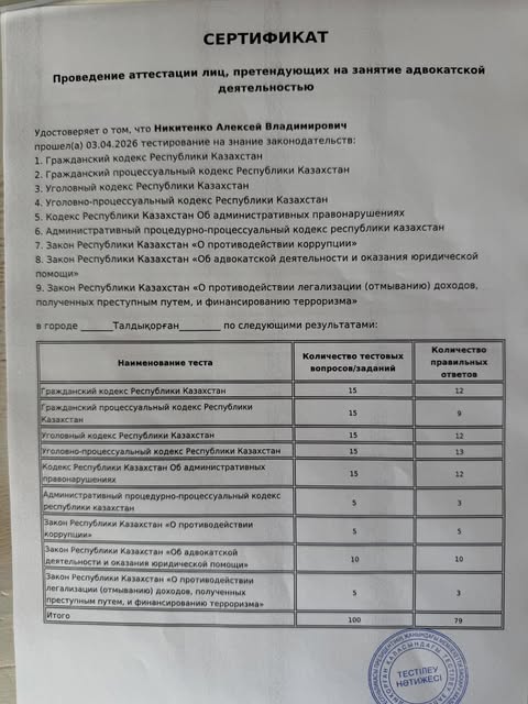 Тестирование для аттестации